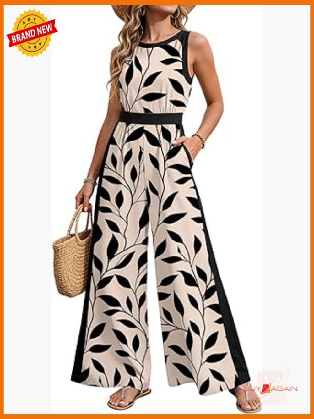 Dressy Summer Wide Leg Jumpsuit with Pockets